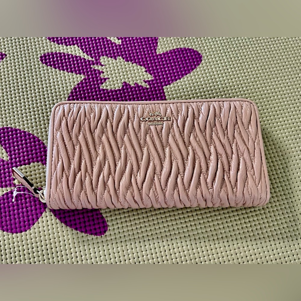 Coach Beige Color Quilted Leather Wallet